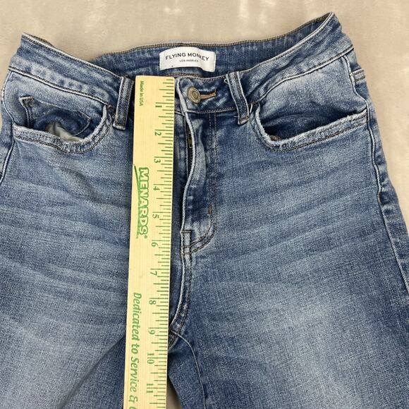Flying Monkey Jeans Womens 26 Blue Denim Distressed High Rise Straight Stretch - Picture 7 of 13